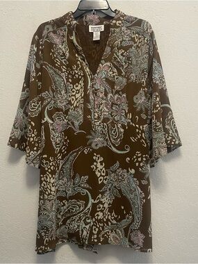 Mainstreet Blues Brown Paisley Tunic Top